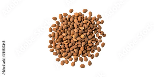 Obraz Pile Of Raw Almonds. Healthy Snack And Nutritional Source Of Protein And Fiber Isolated On Transparent Background