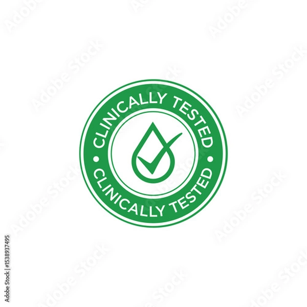 Obraz Clinically Tested Green Icon Vector.