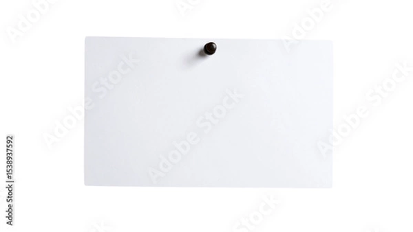 Fototapeta White paper sticky note with red push pin isolated on transparent background