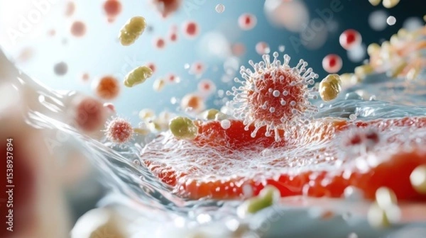 Obraz Detailed digital rendering of the intricate structure and texture of a human hair follicle, as seen under high magnification through a microscope.