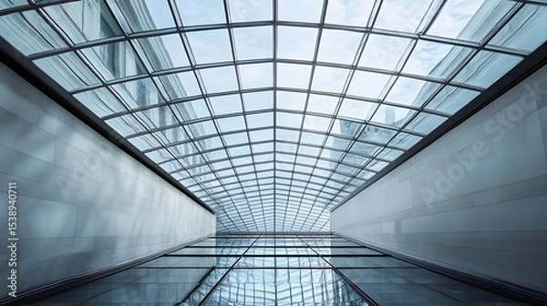 Fototapeta Panoramic view of the British Museum courtyard with glass roof
