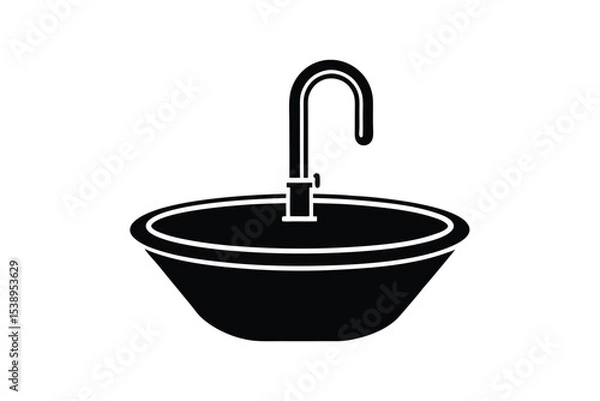 Fototapeta Simple Black Sink and Faucet Icon