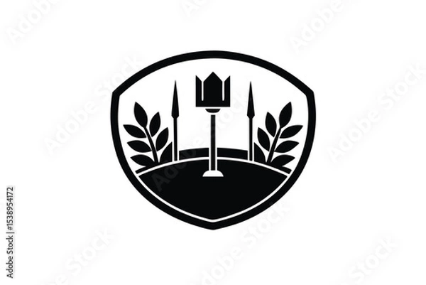 Fototapeta Black and White Shield Crest Design
