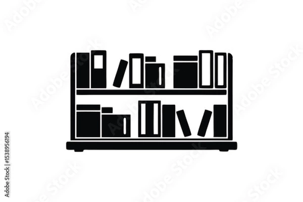 Fototapeta Simple Bookshelf Icon Black Silhouette