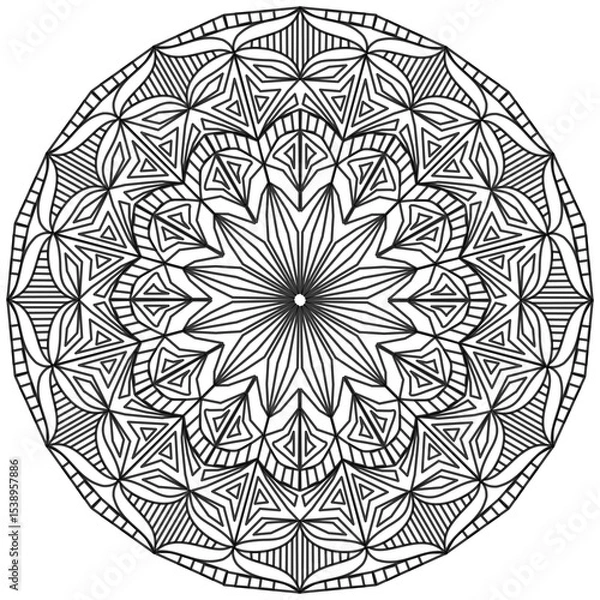 Fototapeta Mandala 376, ethnic, swirl pattern, object isolated on white background. Coloring page 435, hand drawn, vector.