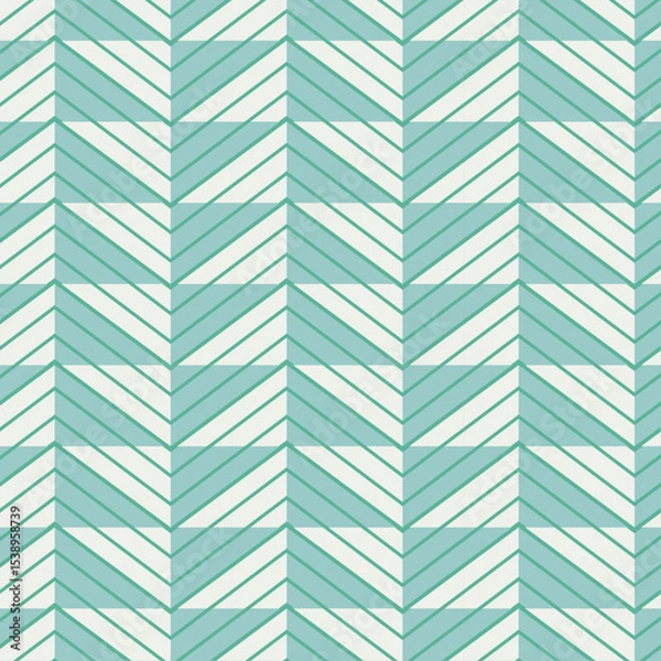 Fototapeta Vibrant Teal and White Chevron Pattern with Dynamic Zigzag Divisions