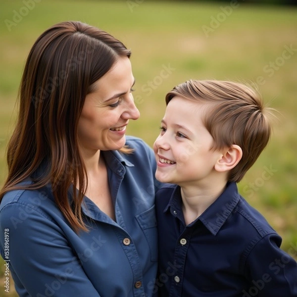 Fototapeta Ok Image Description A heartwarming scene featuring mother and child bonding together