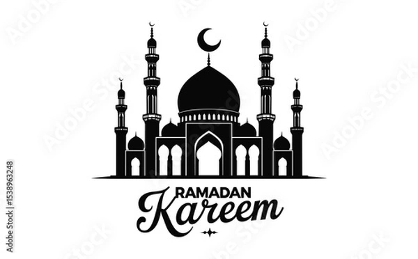 Obraz Ramadan Kareem Mosque Silhouette Vector Illustration