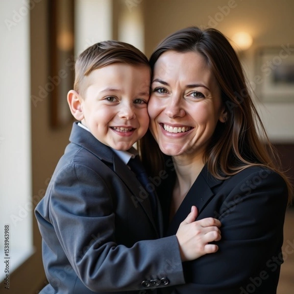 Fototapeta A maternal scene featuring a mother and her child