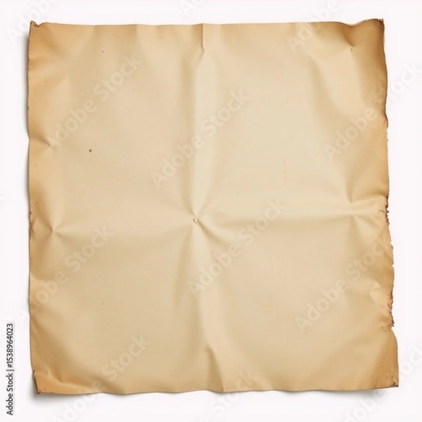 Fototapeta Isolated old parchment with vintage aging effects on a pure white backdrop