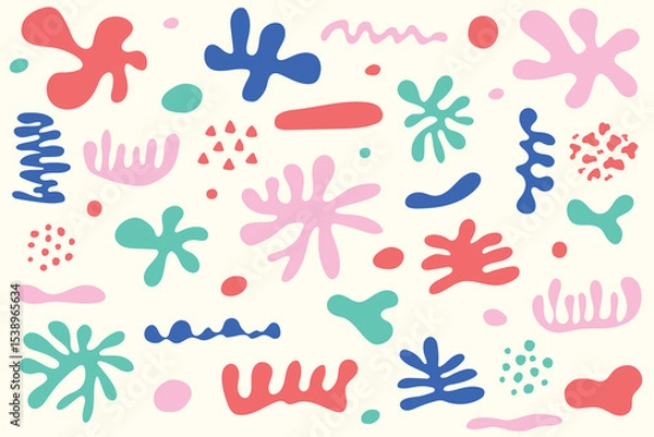 Fototapeta Set of hand drawn organic shapes. Design with abstract elements. Vector illustration