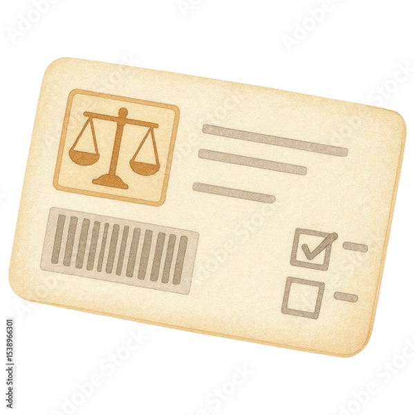 Obraz Legal Document Card Illustration Justice Scales Barcode Checkboxes
