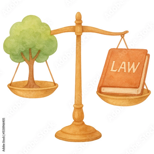Obraz Environmental Law Concept Tree Law Book Balanced on Scales