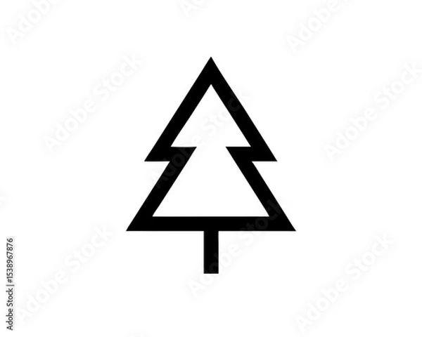 Fototapeta Pine Tree Outline - Triangular Silhouette on Solid Yellow Backdrop