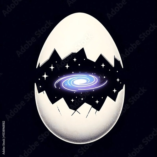 Fototapeta Minimal Linework Galaxy Egg