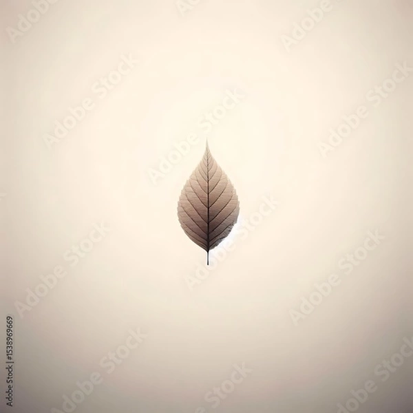 Fototapeta Ultra-Minimalist Floating Leaf Abstraction