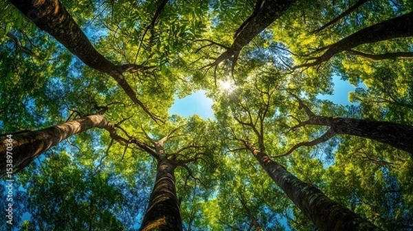 Fototapeta Panoramic view of tropical rainforest canopy in southern Thailand