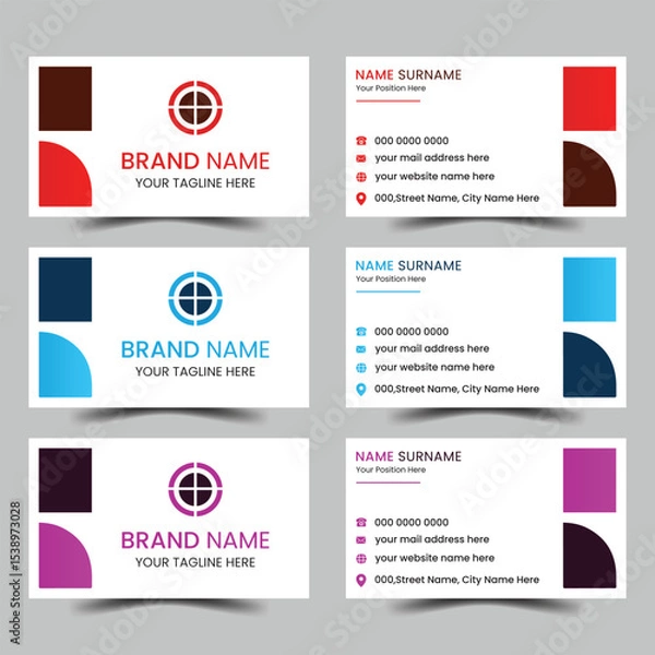 Fototapeta Corporate business card design template set.