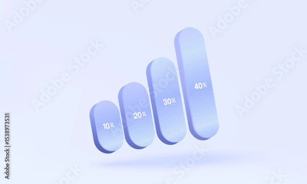 Obraz Graph up statistics financial with number percentage grow investment Data analytics Optimization growth stock trading market technology business development concept. 3D vector icon illustration