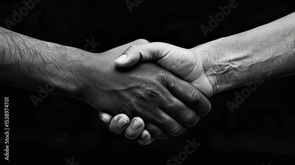 Obraz Closeup of two businessmen shaking hands, showing respect and collaboration in business partnership