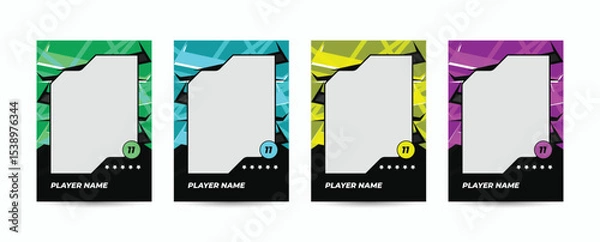 Fototapeta Set of player trading card template, Photo frame and border collection for soccer, hockey, volleyball, and basketball players, Sport flyer layout design, Template eps 10.