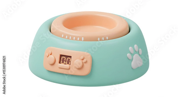 Fototapeta Smart Pet Feeder with Digital Timer and Paw Print Design for Modern Pet Owners