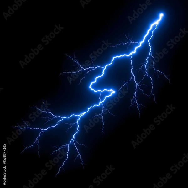 Obraz Stunning Blue Lightning Bolt: Dramatic Energy and Power Visual