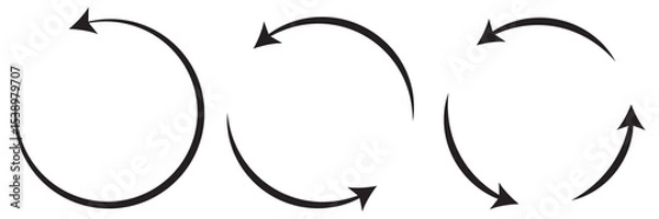 Obraz  Set of circle arrow icon. Rotate arrow and spinning loading symbol. Circular rotation loading elements, redo process. Vector set of circle arrows isolated on white background. 