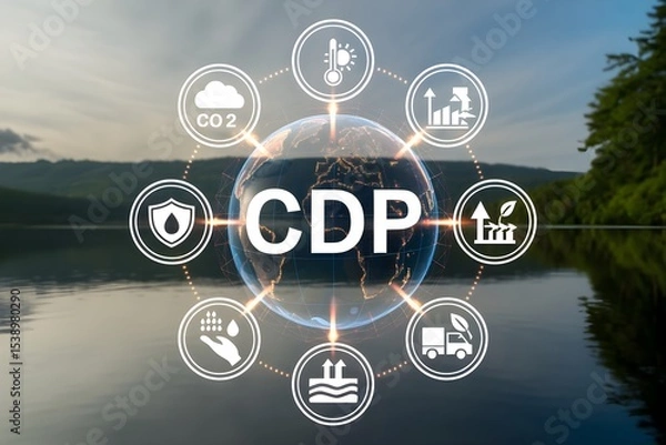 Fototapeta Carbon Disclosure Project (CDP) Concept – Global Reporting Framework for Measuring and Disclosing Environmental Data to Drive Corporate Climate Action and Carbon Transparency