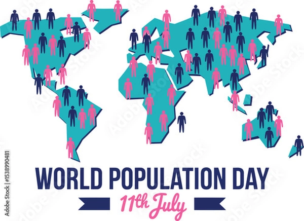 Fototapeta World Population Day July 11th Global Population Map