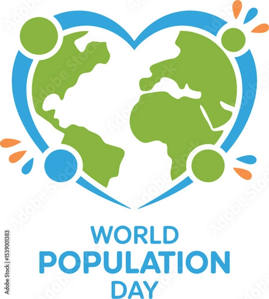 Fototapeta World Population Day Earth in Heart Shape Graphic