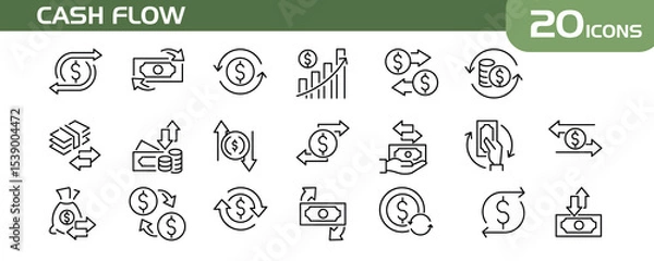 Fototapeta CASH FLOW LINE ICON FOR LOGO AND PERCENTAGE VECTOR NEEDS