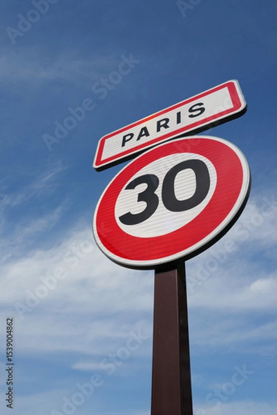 Obraz Panneau de signalisation Paris vitesse 30 km/h