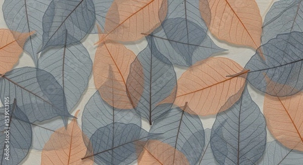 Obraz Delicate pastel colored leaves overlaid creating a seamless pattern for nature backgrounds