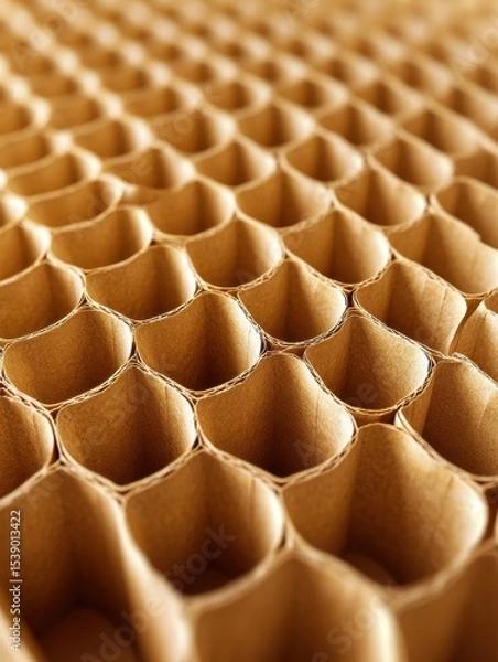 Obraz Corrugated cardboard close-up, showing honeycomb structure and textured material