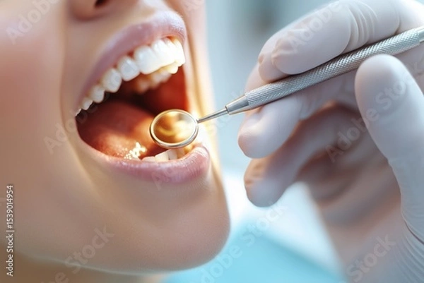 Obraz Routine Oral Hygiene Exam at Dental Office