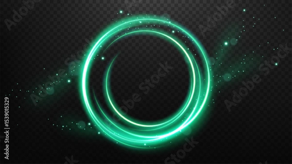 Fototapeta Rounded Emerald Light Rotating with Flying Particles, Suitable For Product Advertising, Product Design and Other, Vector Illustration
