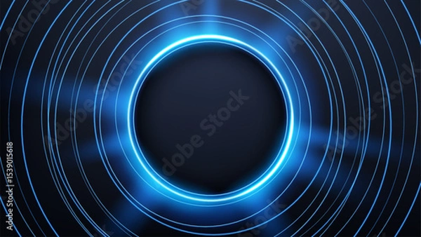 Obraz Rounded Blue Light Rotating with Abstract Circle Lines, Suitable For Product Advertising, Product Design and Other, Vector Illustration