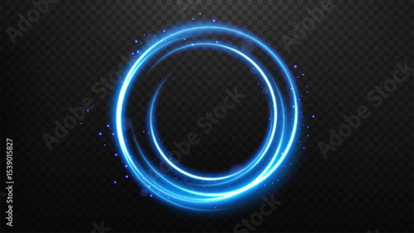Obraz Rounded Blue Light Rotating with Flying Particles, Suitable For Product Advertising, Product Design and Other, Vector Illustration