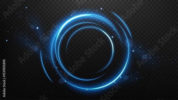 Fototapeta Rounded Blue Light Rotating with Flying Particles, Suitable For Product Advertising, Product Design and Other, Vector Illustration