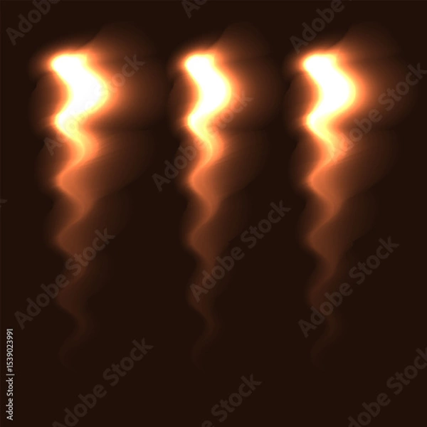 Obraz Three Wavy Flames Glow Warm Light Isolated in deep brown background