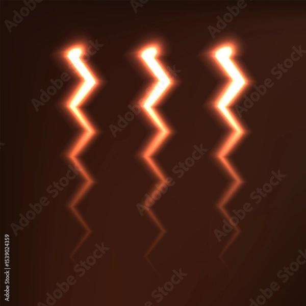Obraz Three Lightning Bolt Glow Warm Light Object Isolated in deep brown background