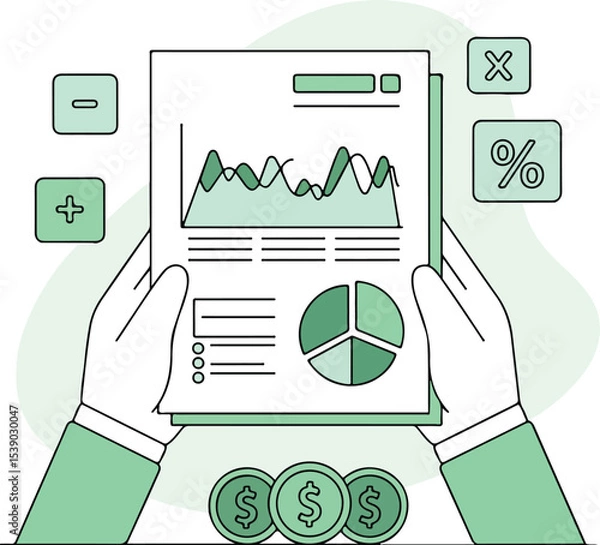 Obraz Financial Analysis and Business Report Illustration