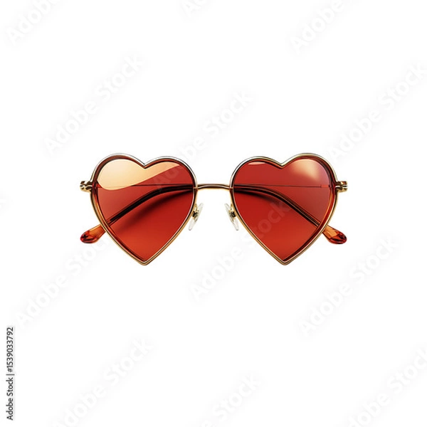 Fototapeta Heartshaped sun glasses add cute flair isolated on a transparent background, in a PNG format