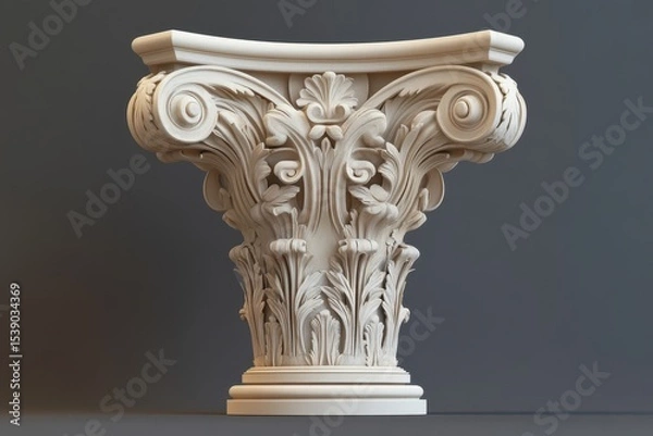 Fototapeta Corinthian capital showcasing intricate floral design and classical architecture details from ancient Greece, Corinthian capital of a column