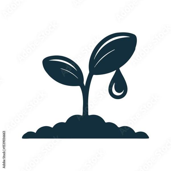 Fototapeta lant Growth Icon with Water Drop Symbol