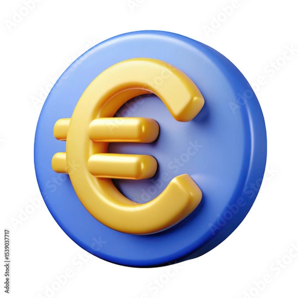Fototapeta 3d render of euro currency symbol isolated on transparent background