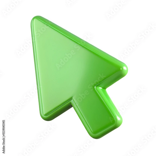 Fototapeta green computer mouse pointer arrow icon 3d icon in 