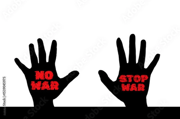 Fototapeta word text no war and stop war written on hand. flat design