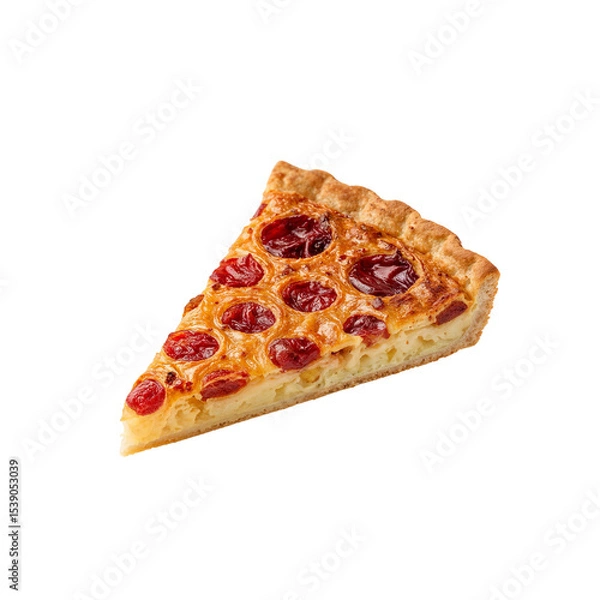 Fototapeta Slice of pepperoni pizza on a white background  